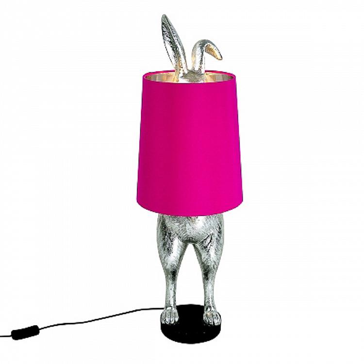 Настольная лампа Робкий кролик с розовым абажуром Table Lamp Hiding Bunny Pink