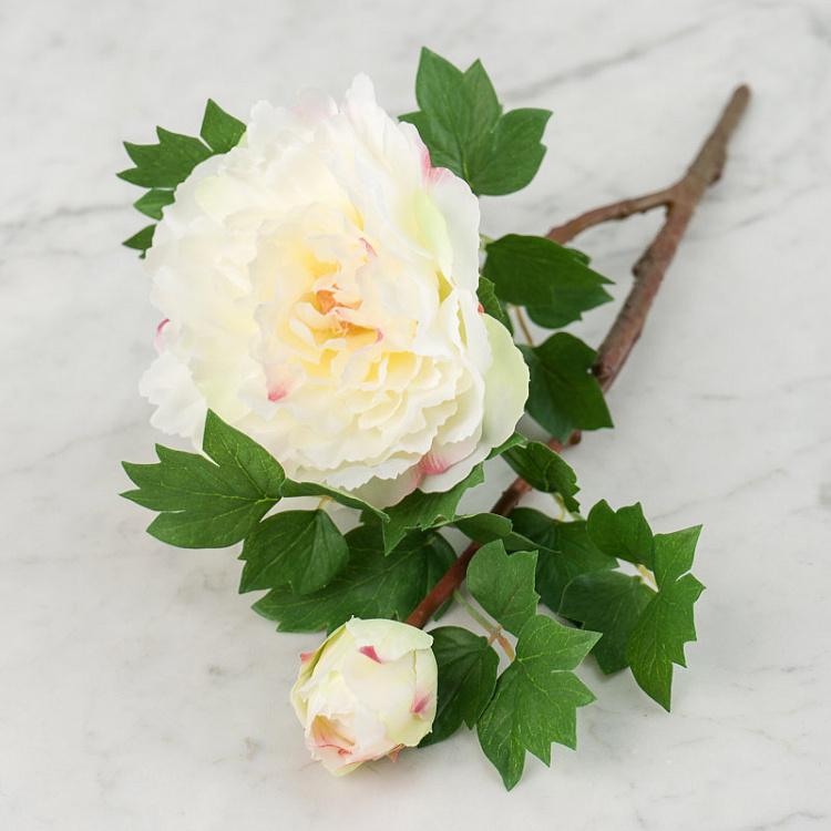 Искусственный пион белый Peony Branch White 35 cm