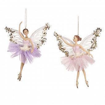 Набор из 2-х ёлочных игрушек Set Of 2 Tulle Fairy Ballerinas Pink Purple 17,5 cm