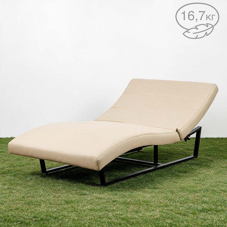 Садовый шезлонг-лежак Wave Lounger, Black акриловая ткань Heather Beige