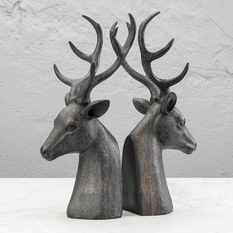 Набор из двух держателей для книг Олени  Bookend Deer Heads Big Antlers