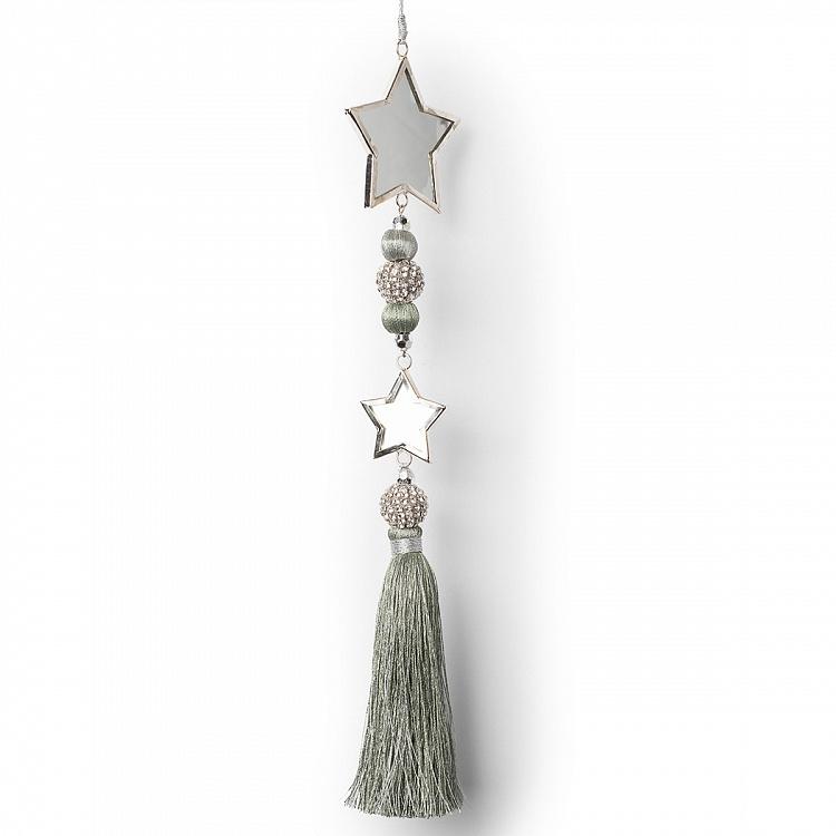 Glass Stars Pendant With Mint Tassel 34 cm