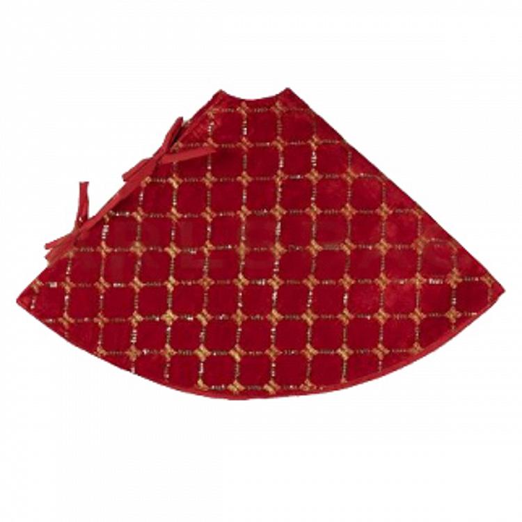 Christmas Tree Skirt Red And Gold 93 cm