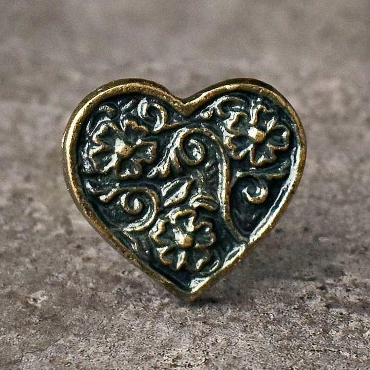 Мебельная ручка Цветочное сердце в стиле стимпанк Steampunk Floral Heart Knob