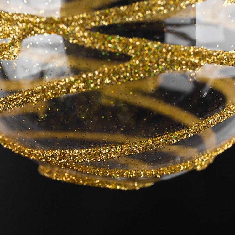 Ёлочный шар с золотыми полосками, S Ball With Golden Stripes 8 cm