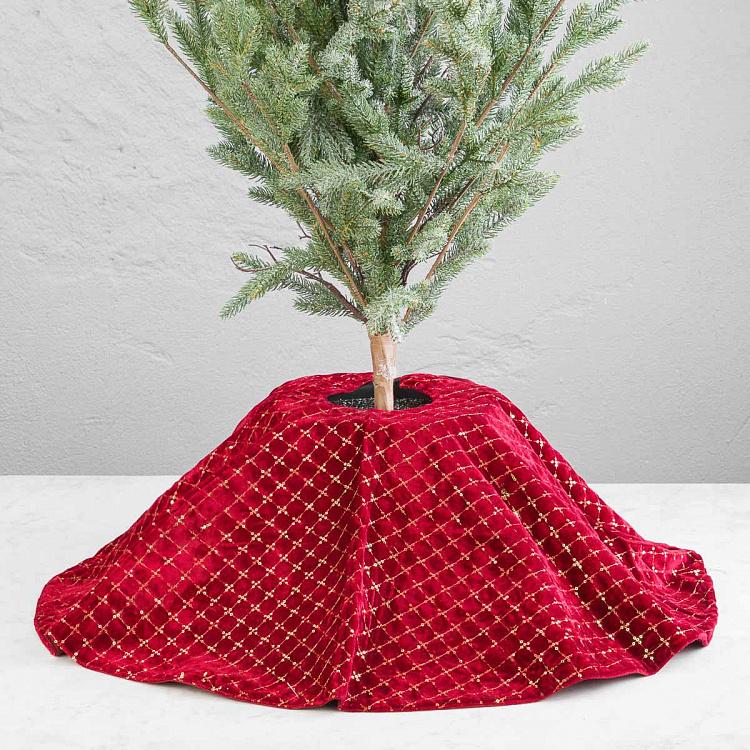 Christmas Tree Skirt Burgundy And Gold 93 cm