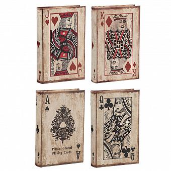 Набор из 4-х шкатулок Set Of 4 Book Boxes Ace Playing Cards