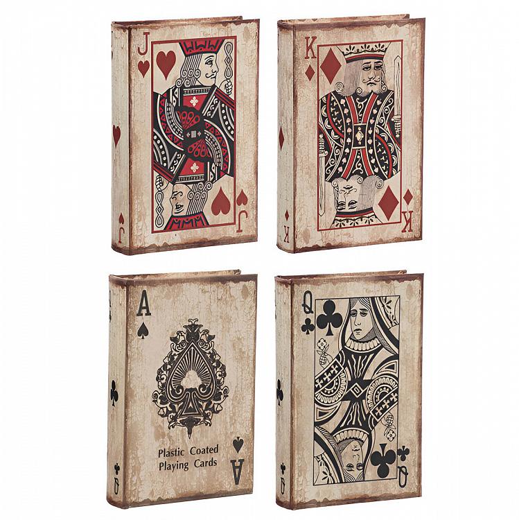 Набор из четырёх шкатулок Игральные карты Set Of 4 Book Boxes Ace Playing Cards