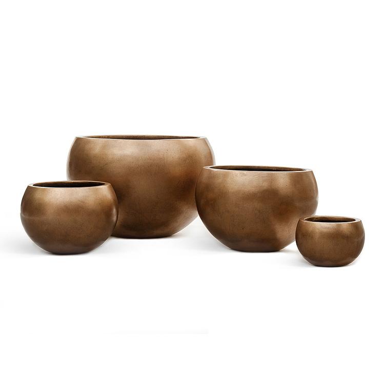 Кашпо Effectory Metal Hemisphere Pot Dark Matte Gold Small - ракурс 3