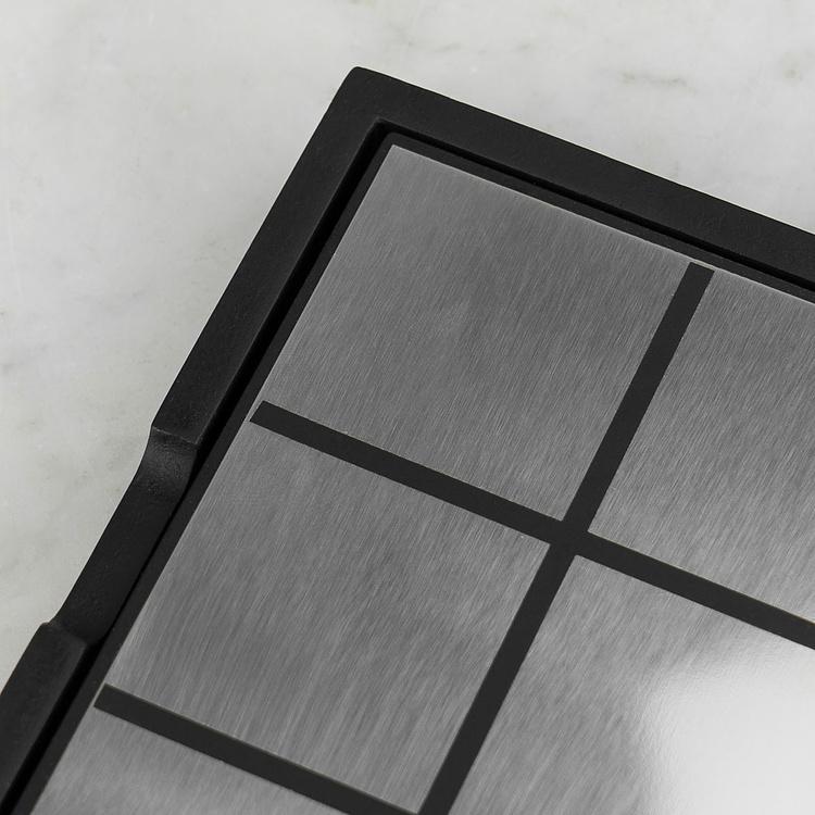 Настольная игра Металлические крестики-нолики в деревянной шкатулке Tic Tac Toe Box Shiny Steel