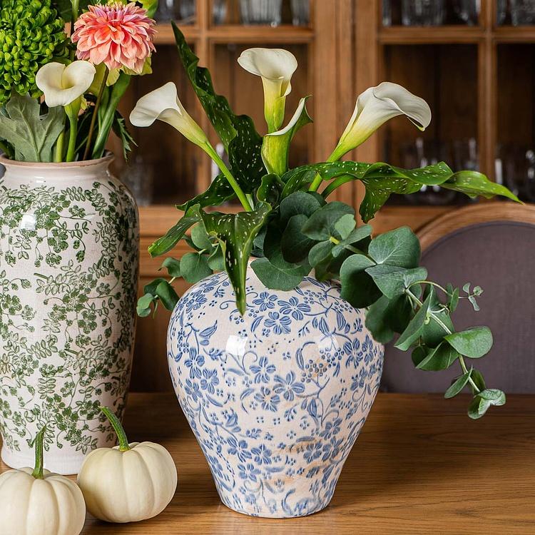 Ваза с синей цветочной росписью Ceramic Vase Blue Painted