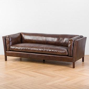 Трёхместный диван Tommy 3 Seater, Red Brown Wood D натуральная кожа Vintage Brown