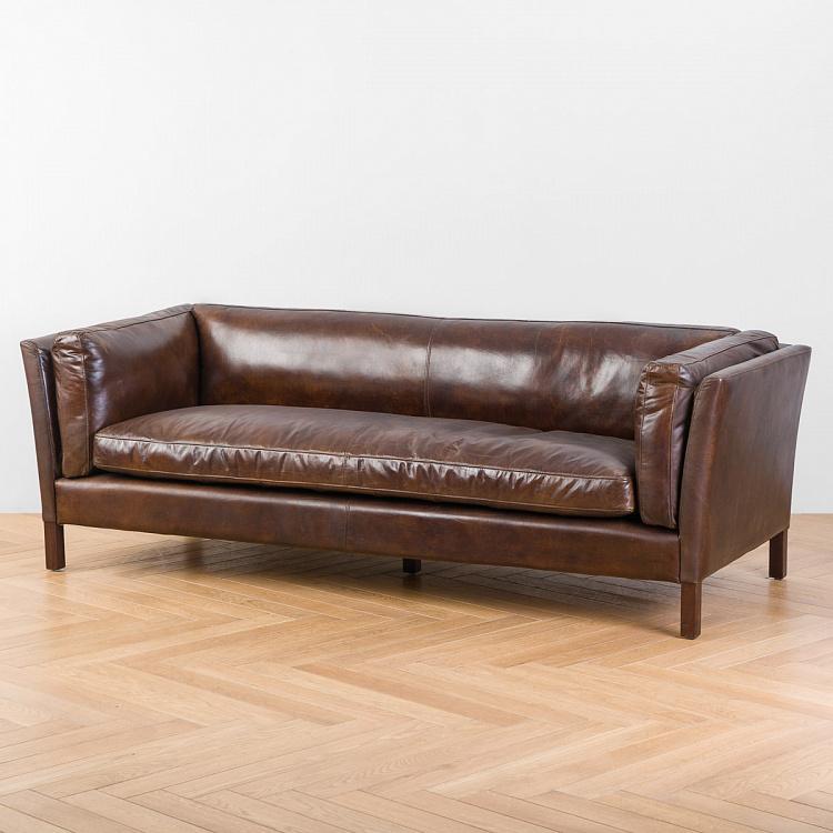 Трёхместный диван Томми, красно-коричневые ножки Tommy 3 Seater, Red Brown Wood D