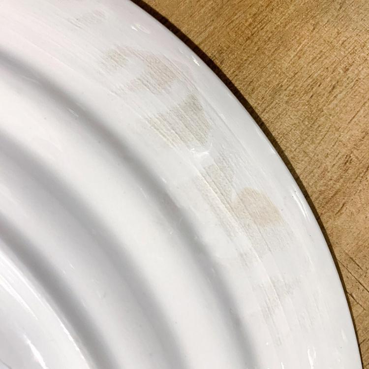 Винтажная тарелка белая с голубым мотивом 23, M Vintage Plate Blue White Medium 23