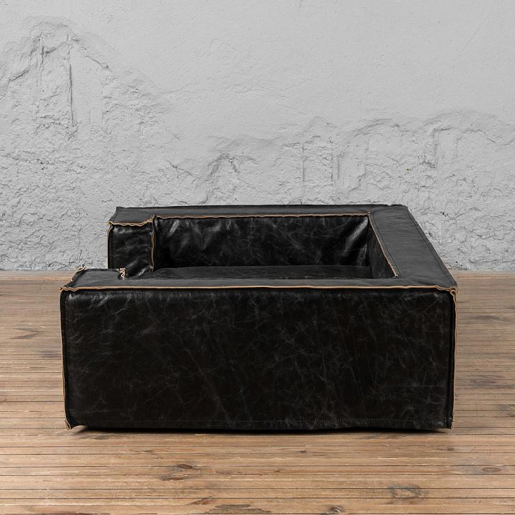 Кровать для питомца Лучано, L Luciano Pet Bed Large, Ebony Leather