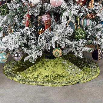 Silver Beads Christmas Tree Skirt Green 120 cm