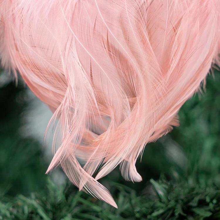 Ёлочный шар с розовыми перьями и блёстками Glass Glitter Feather Ball Pink/Brown 8 cm