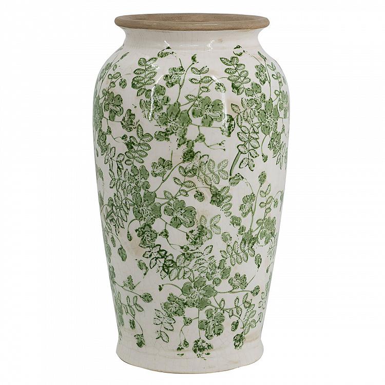 Ваза с узором из зелёных цветов, S Flower Vase Small Green