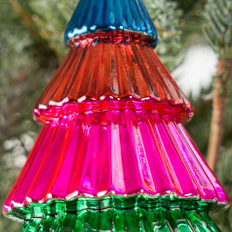 Ёлочная игрушка Разноцветная ёлочка Christmas Tree Ball Multicolored 10 cm