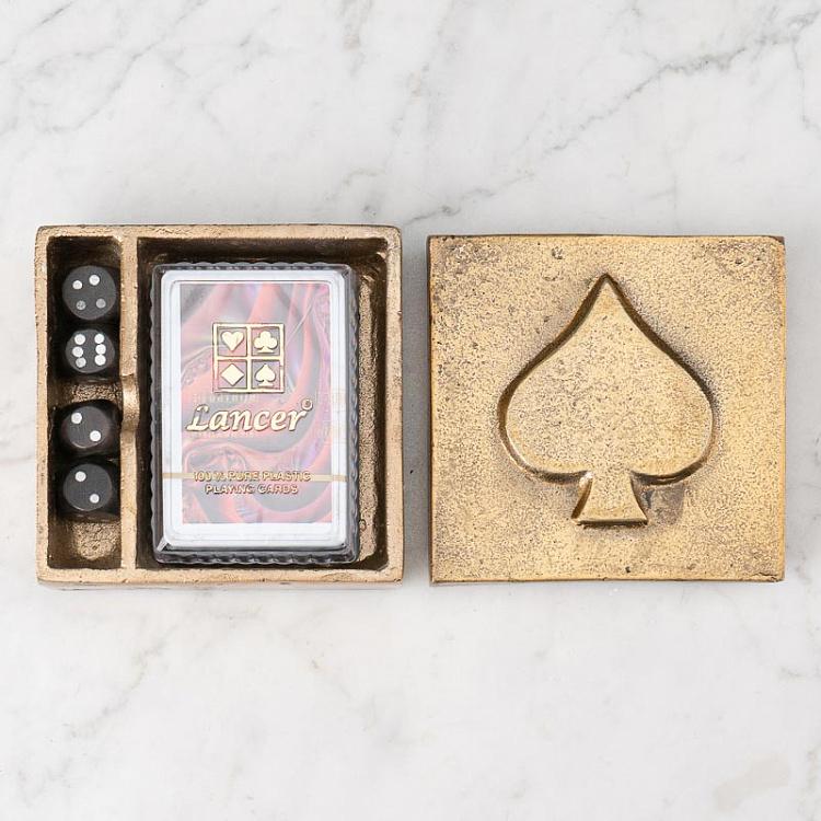 Шкатулка Туз пик с набором карт и игральных костей Ace Of Spades Card And Dices Box