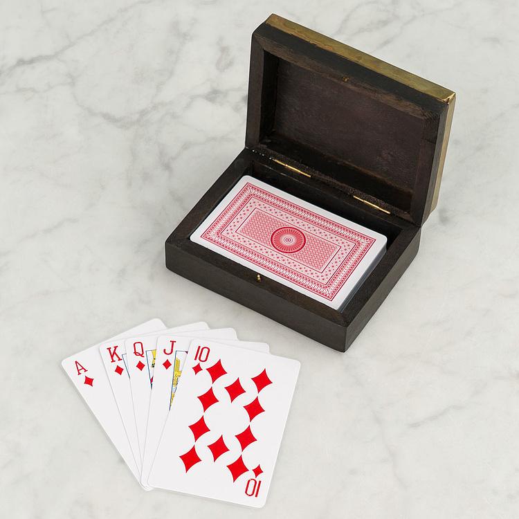Колода игральных карт в шкатулке с гравировкой на крышке Deck Of Cards In Box Engraved Lid