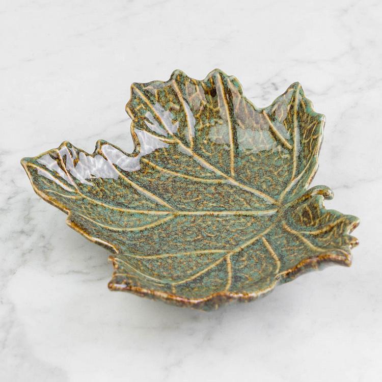 Керамическое блюдо Зелёный лист Ceramic Green Leaf Dish