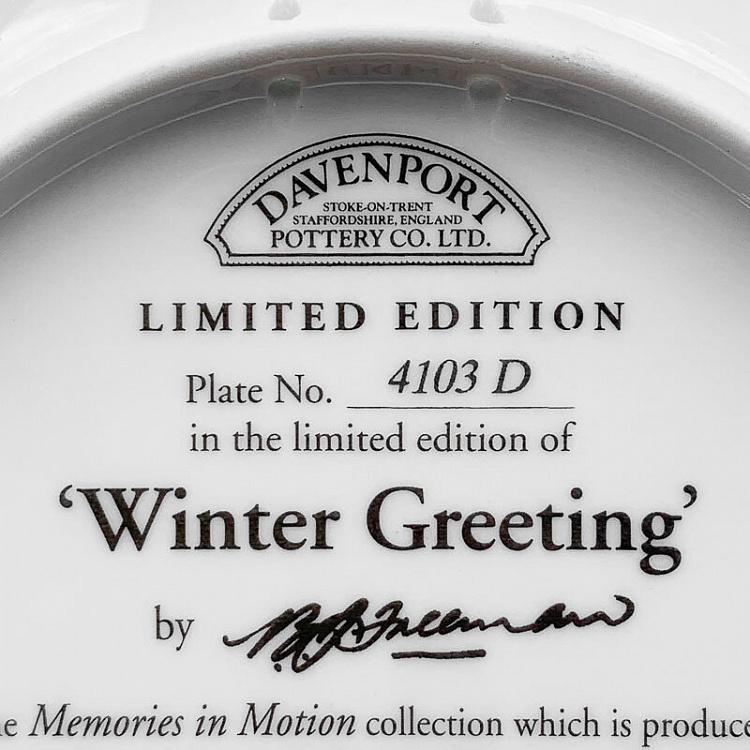 Винтажная тарелка Зимние приветствия Vintage Plate Winter Greetings