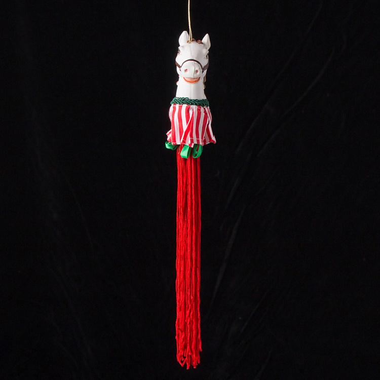 Ёлочная игрушка Лошадка с красной кисточкой Xmas Carousel Horse Tassel Red 28 cm
