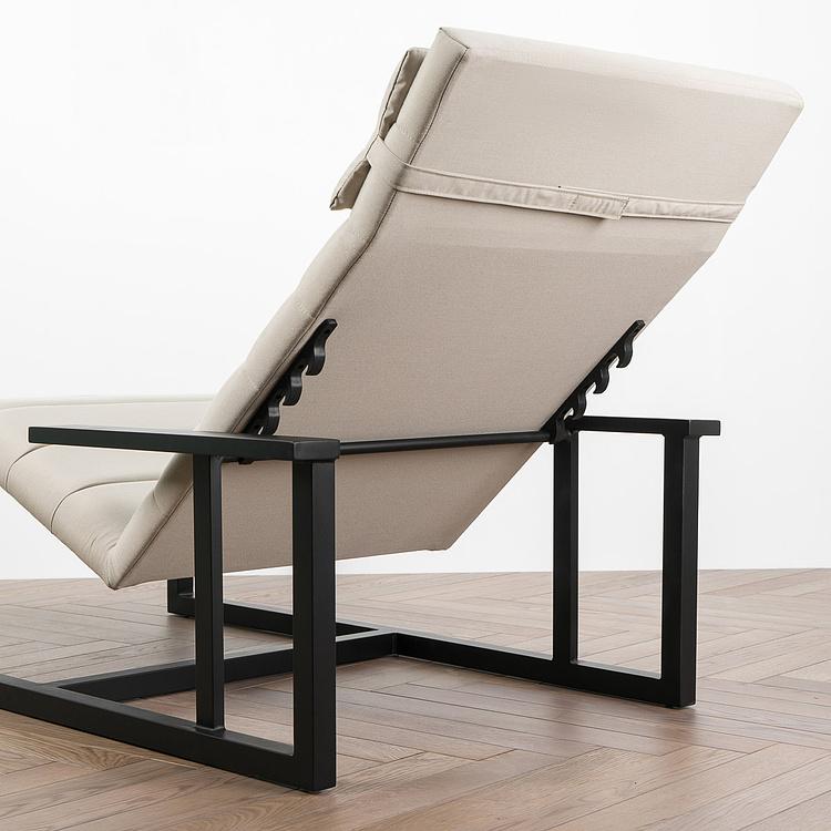 Садовый шезлонг-лежак Roxy Lounger, Black акриловая ткань Light Stone - ракурс 8