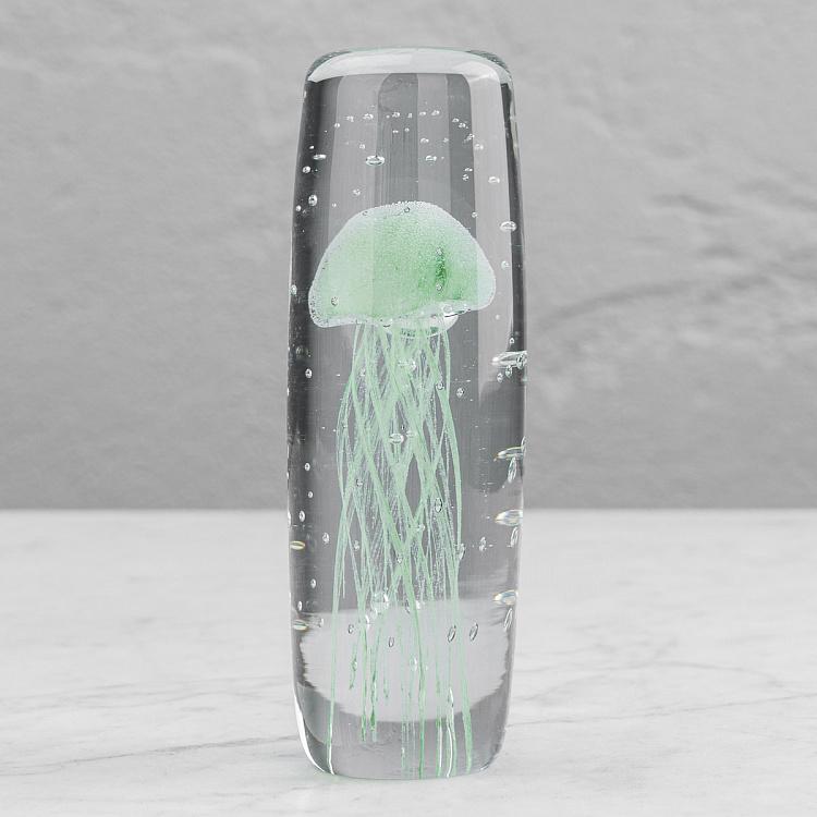 Пресс-папье Зелёная медуза Cylinder Glass Paperweight Green Jellyfish