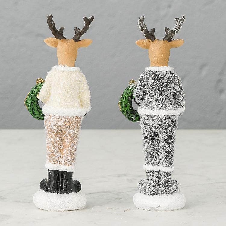 Набор из двух новогодних фигурок Олени-джентльмены Set Of 2 Christmas Deer Gentleman 20 cm