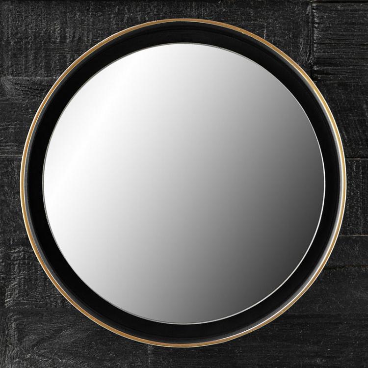 Зеркало в чёрной раме с золотым ободом Black Mirror Golden Edge