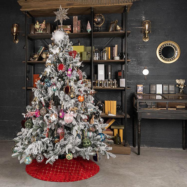 Красный коврик-юбка под ёлку в золотистую клетку Christmas Tree Skirt Red And Gold 93&nbsp;cm