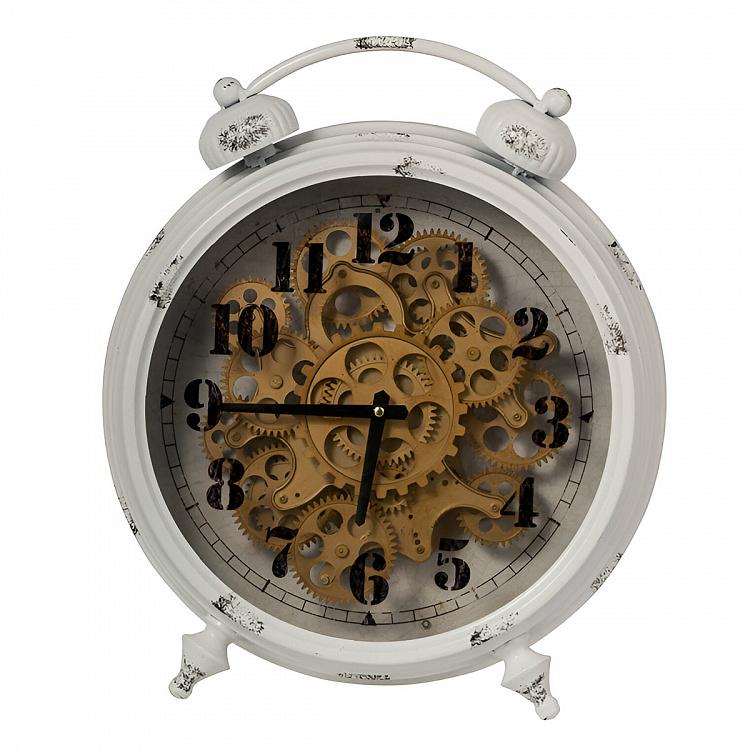 Настольные часы Классические с шестерёнками Classic White Table Clock With Gears