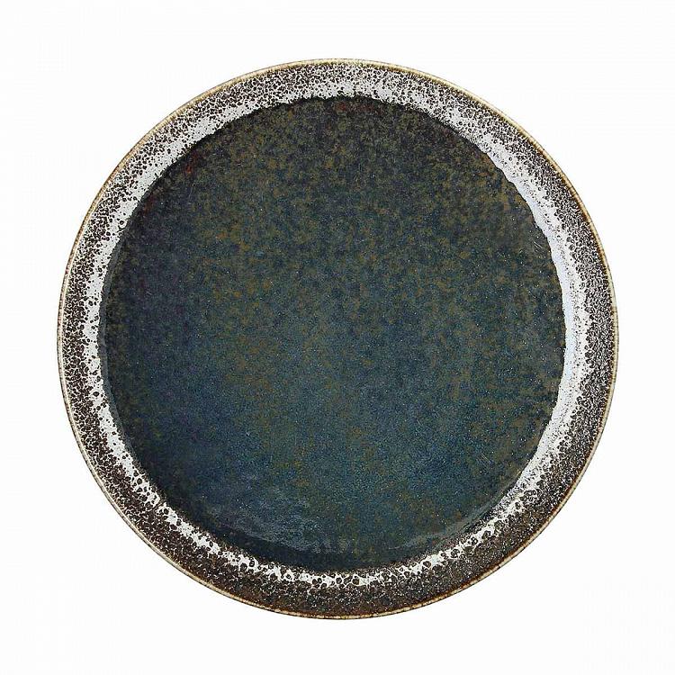 Десертная тарелка сине-коричневая Блум Bloom Blue And Brown Dessert Plate