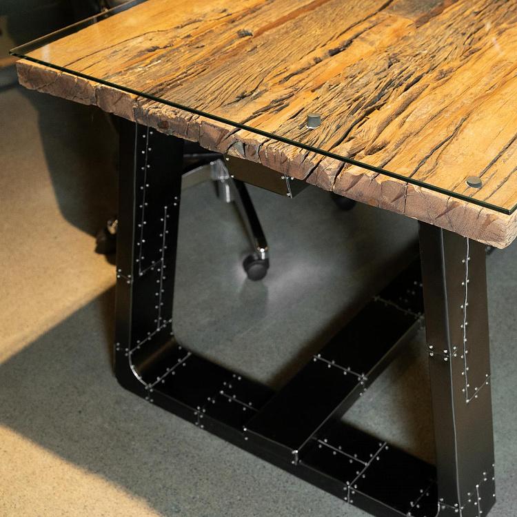 Обеденный стол Тракс со столешницей из закаленного стекла, S Tracks Dining Table With Temp Glass Top Small