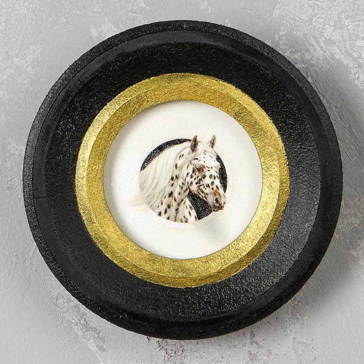 Картина в круглой раме Пятнистая лошадь Spotted Horse Painting In Round Frame