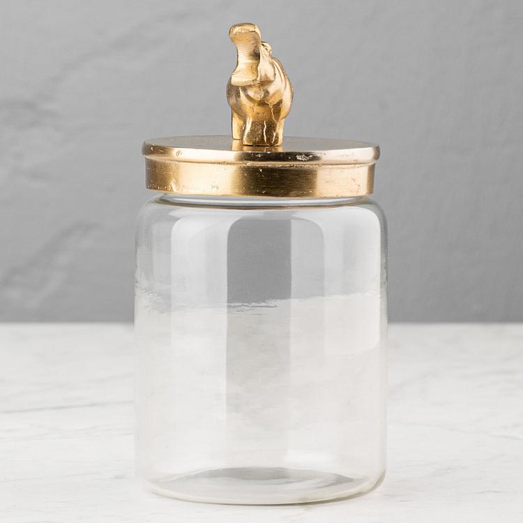 Ёмкость для хранения Золотой бегемот Decorative Jar With Hippo Figure Gold
