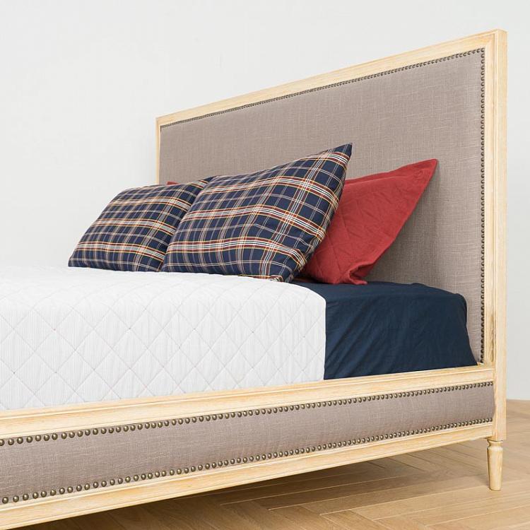 Двуспальная кровать Александра, стираный лён Alexandra Double Bed, CC Linen Stone
