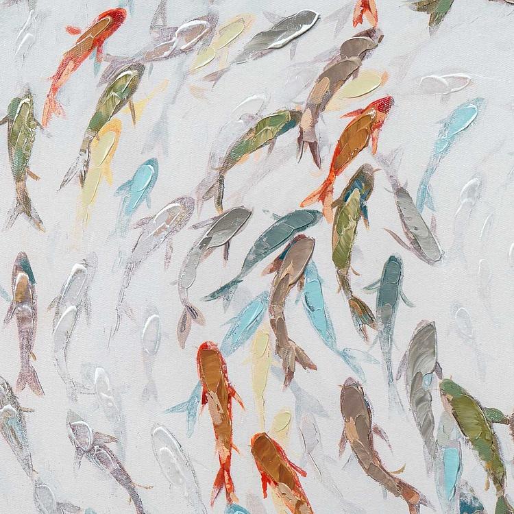 Картина акрилом Canvas Acrylic Painting Fish Swarm - ракурс 3