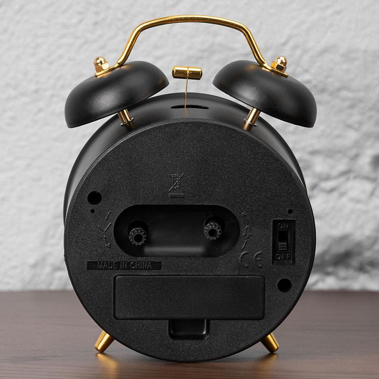 Часы-будильник традиционные чёрные Traditional Bell Alarm Clock Black