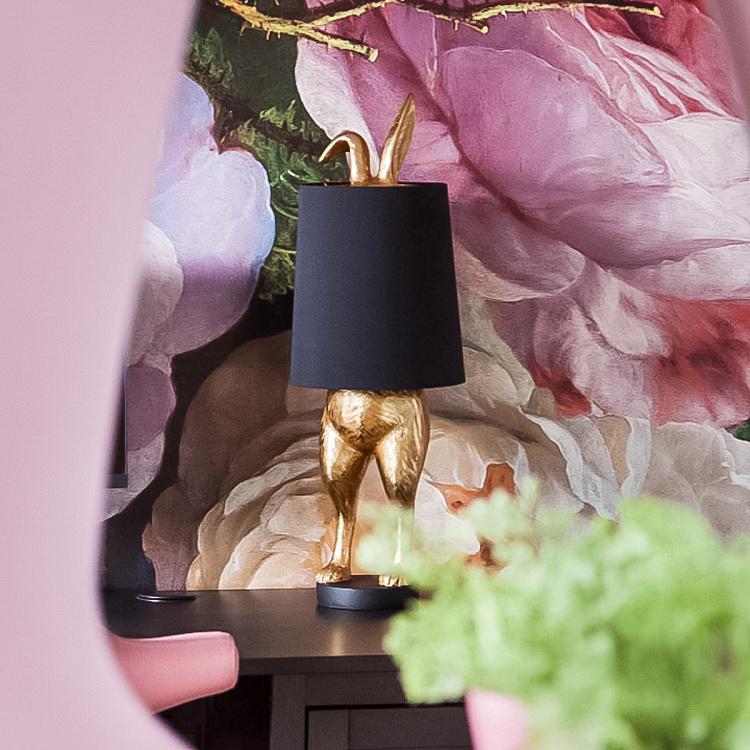 Настольная лампа Робкий кролик с чёрным абажуром Table Lamp Hiding Bunny Black