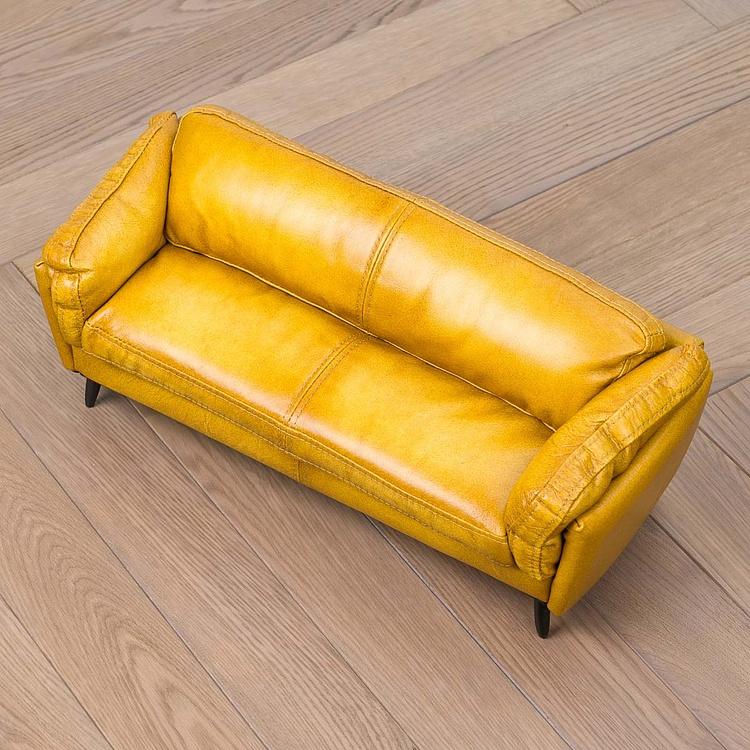 Декоративный мини-диван Mini Dublin 3 Seater RM натуральная кожа Yellow Andalusia - ракурс 5