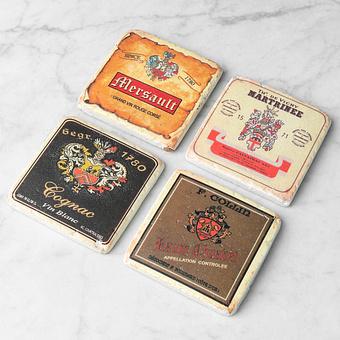 Set Of 4 Stone Coasters Alcoholic Beverage Labels