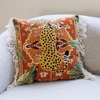 Terra Di Siena Leopard Cushion With Fringes