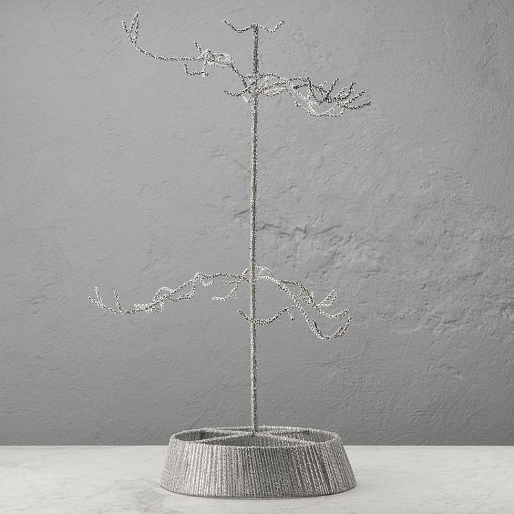 Каркас для развески новогодних украшений Серебристое дерево Twig Display Tree Silver 86 cm