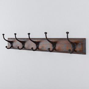 Wooden Wall Rack With 5 Hooks