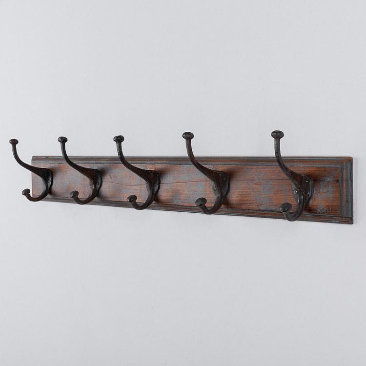Wooden Wall Rack With 5 Hooks