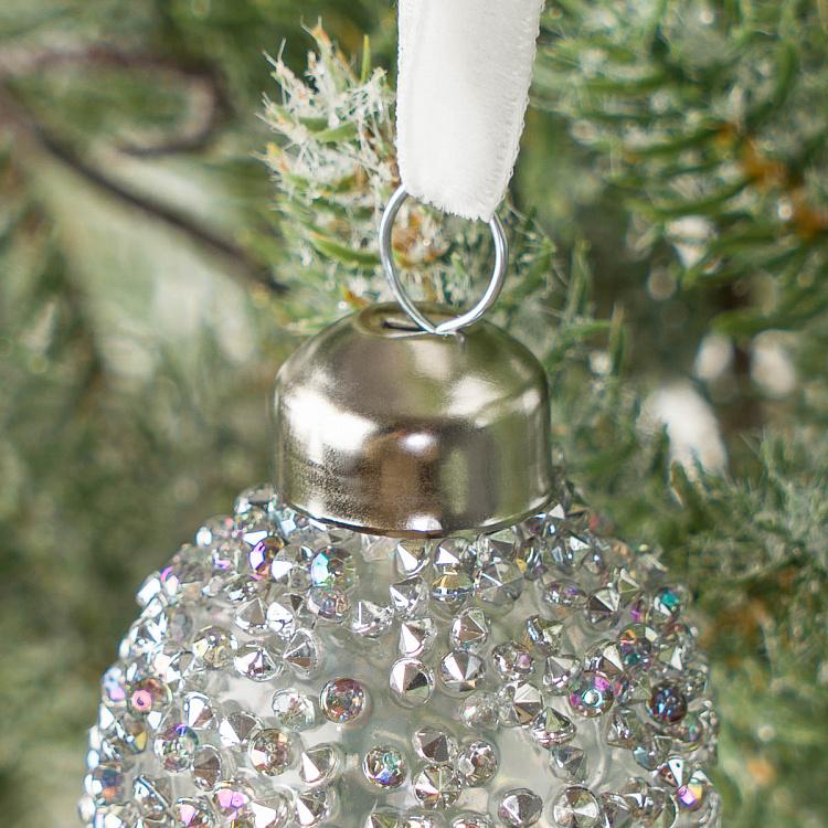 Ёлочная игрушка Прозрачная сосулька с блёстками Clear Icicle With Silver Glitter 22 cm