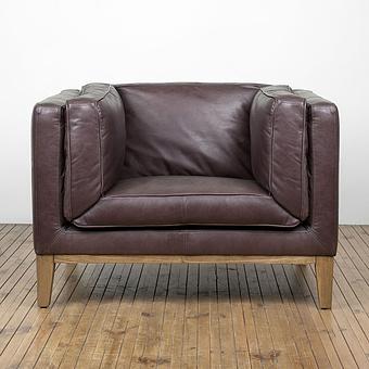 Кресло Bench 1 Seater натуральная кожа Riders Gunmetal - ракурс 2